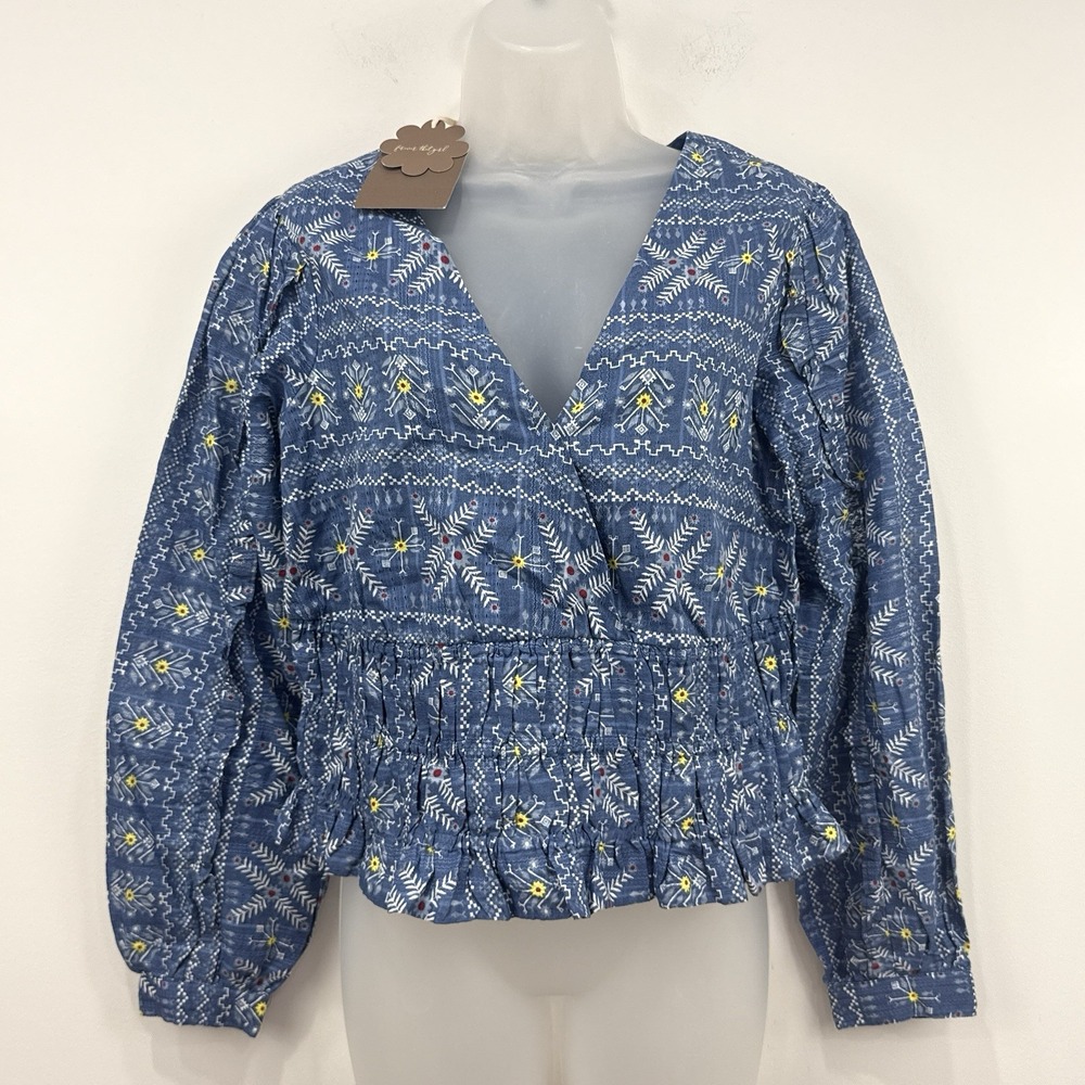 Anthropologie Forever That Girl Embroidered Smocked Waist Top M NWT Indie Boho